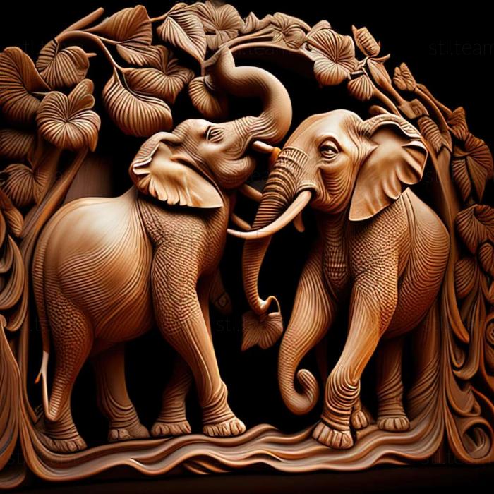 3D model Castor and Pollux elephants famous animal (STL)